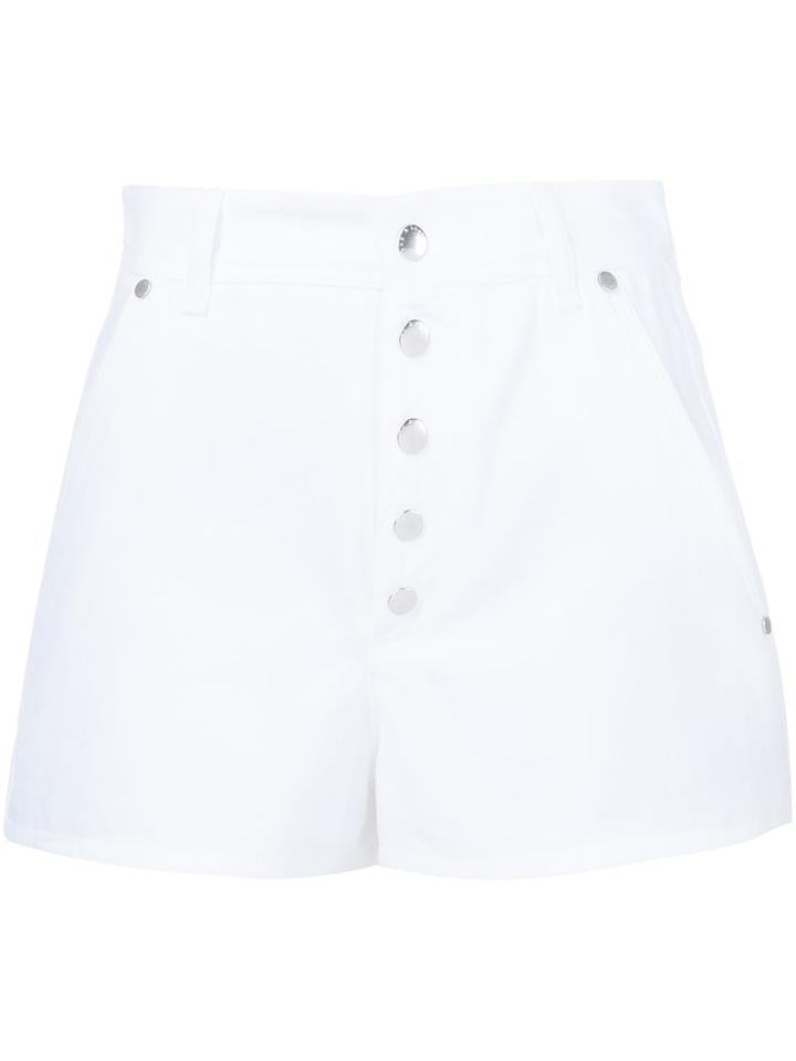 Rag & Bone Buttoned Shorts, Women's, Size: 2, White, Cotton/tencel