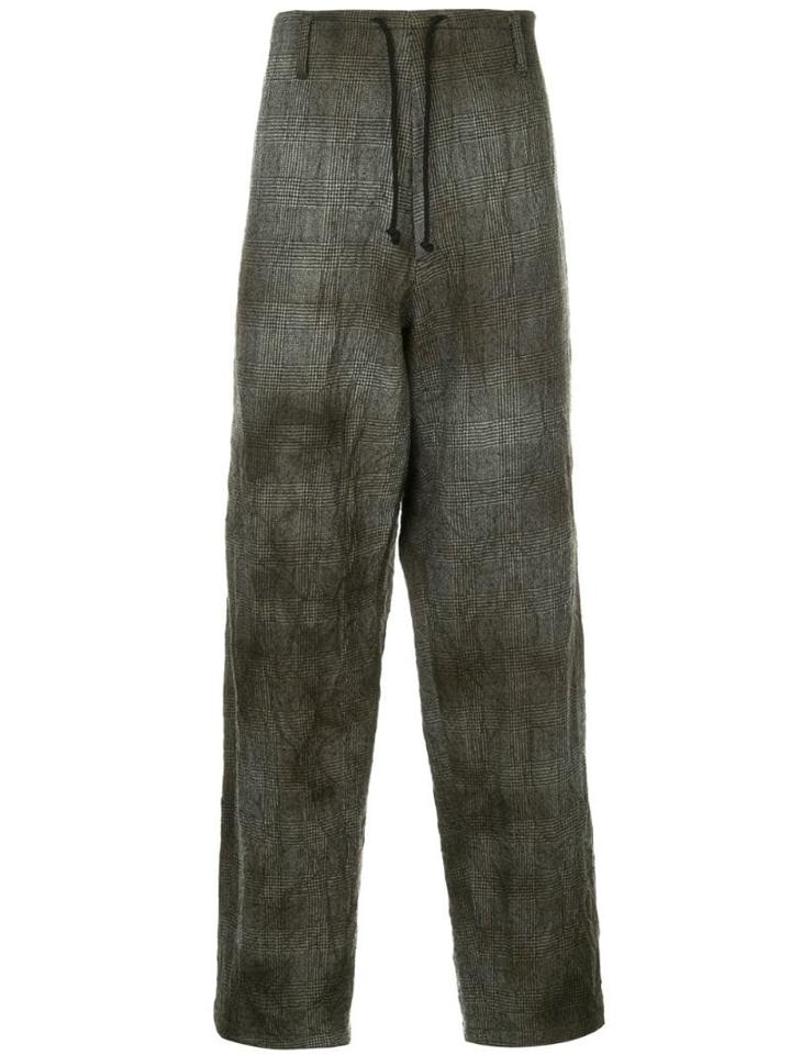 Yohji Yamamoto Pre-owned Drawstring Houndstooth Trousers - Grey