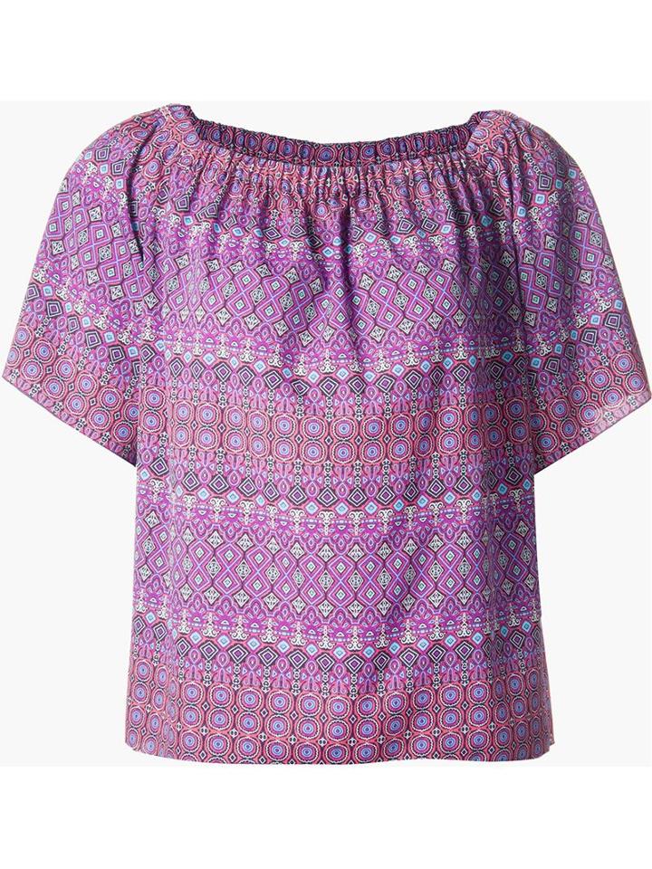 Astraet Ethnic Print Off Shoulder Wide Fit Shirt