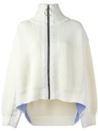 Paco Rabanne Zipped Cardigan, Women's, Size: Xs, White, Cotton/polyethylene/polyurethane/wool