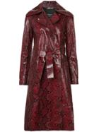 Rochas Snakeskin Coat - Red