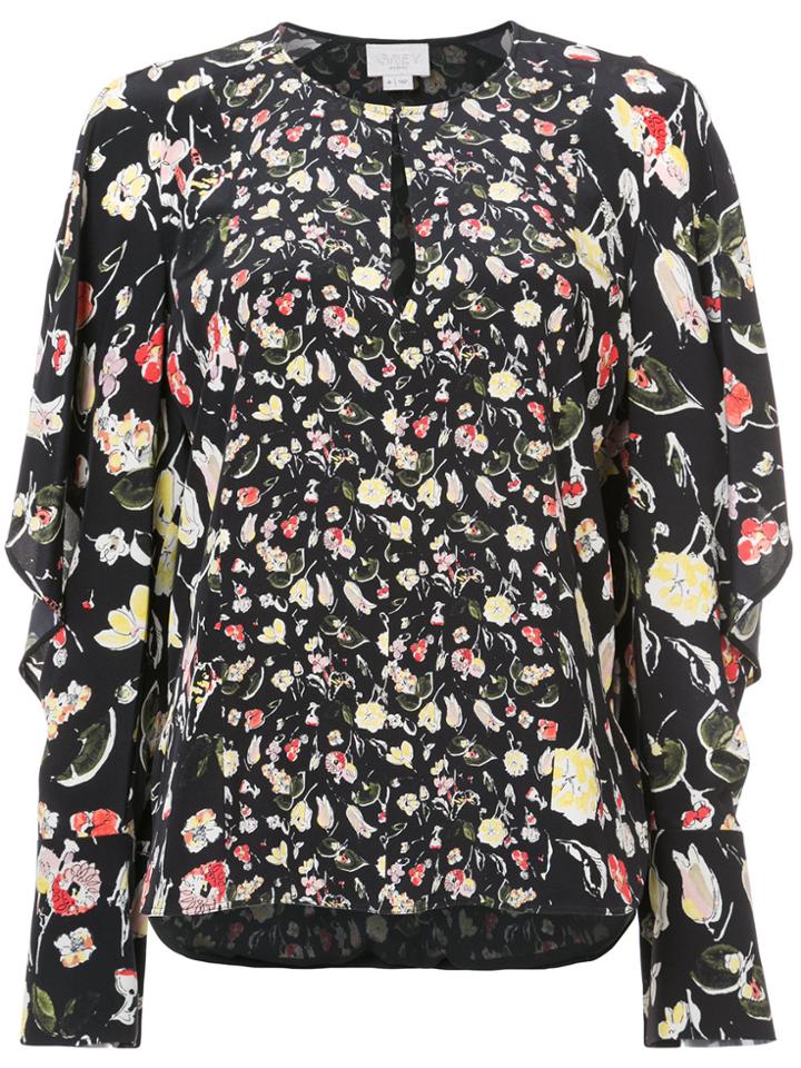 Jason Wu Grey Floral Long-sleeve Top - Black