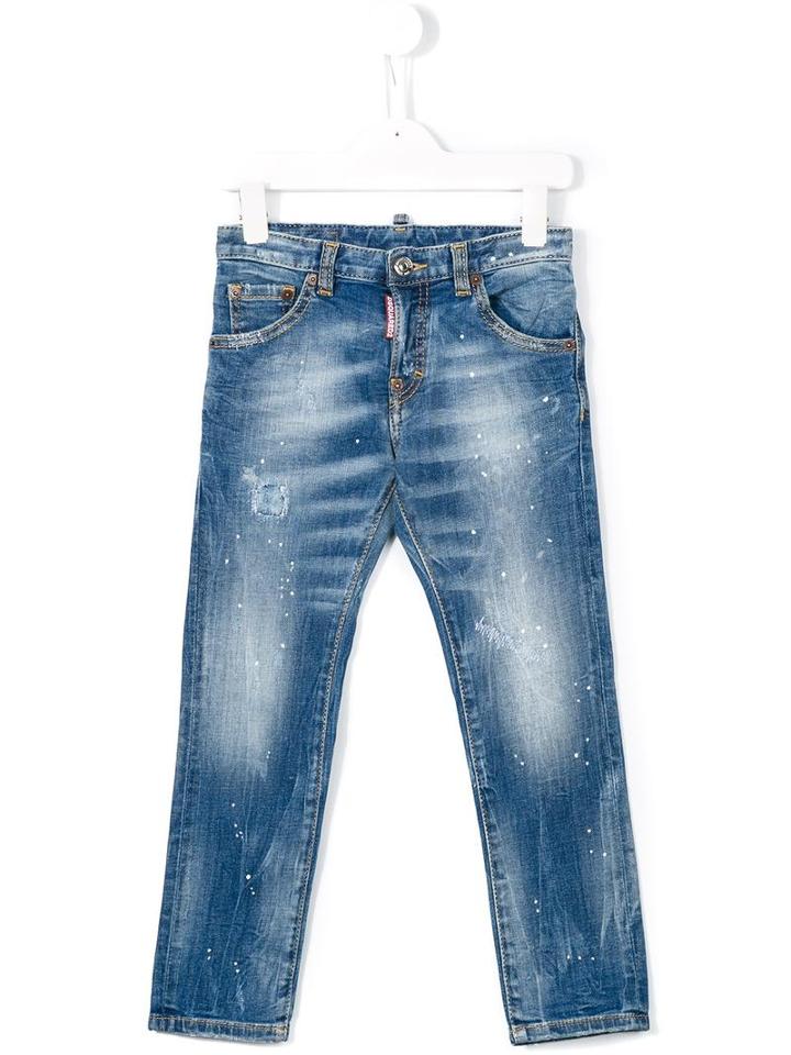 Dsquared2 Kids Ripped Detail Jeans, Boy's, Size: 12 Yrs, Blue