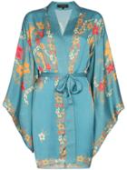 Celia Dragouni Floral Print Belted Kimono - Blue