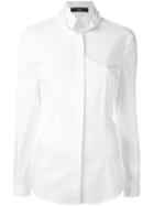Steffen Schraut Pleated Collar Shirt, Women's, Size: 36, White, Cotton/polyester/spandex/elastane