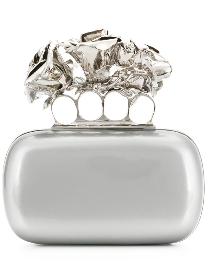 Alexander Mcqueen Knuckle Clasp Box Clutch - Metallic