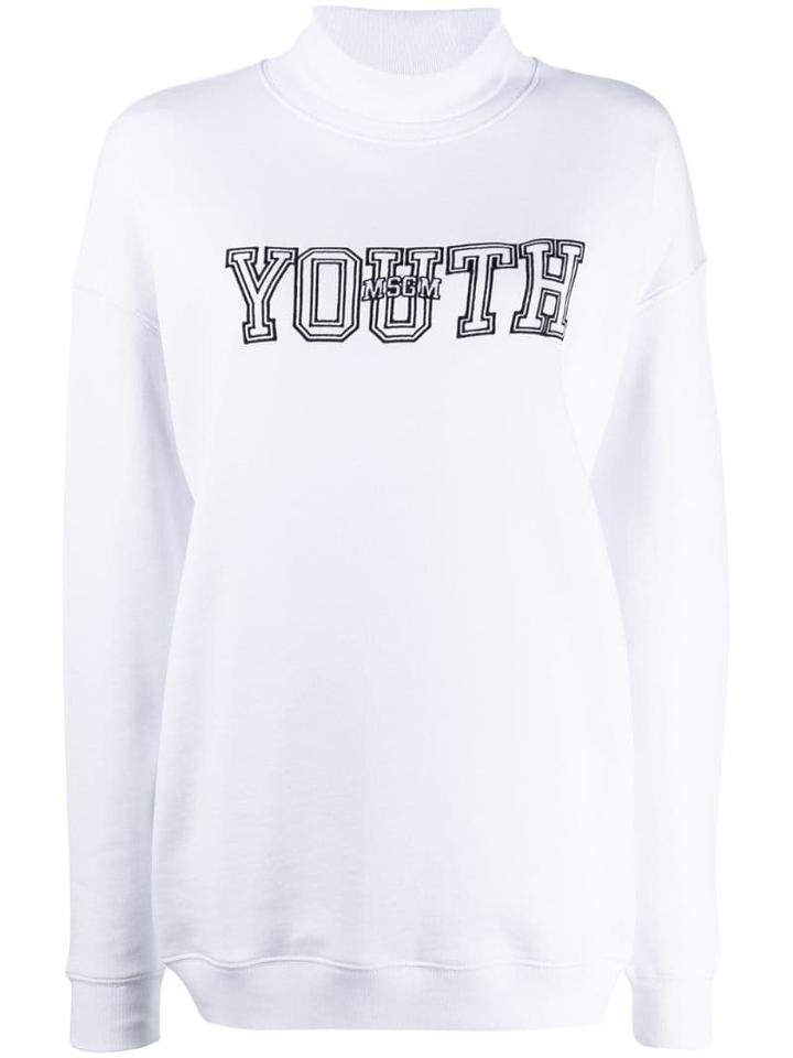 Msgm University Of Youth Print Sweater - White