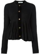 Philosophy Di Lorenzo Serafini Ruffled Cardigan, Women's, Size: 44, Black, Acrylic/polyamide/mohair