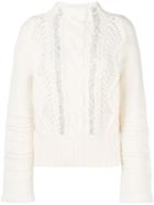 Ermanno Scervino Embellished Cable Knit Sweater - White