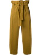 Erika Cavallini Cropped Pants, Women's, Size: 38, Green, Cotton/spandex/elastane