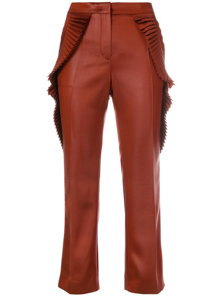 Marco De Vincenzo Pleated-trim Cropped Trousers - Yellow & Orange