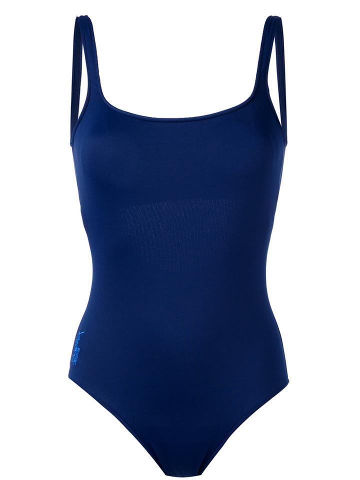 Polo Ralph Lauren Open Back One-piece, Women's, Size: Large, Blue, Nylon/polyester/spandex/elastane