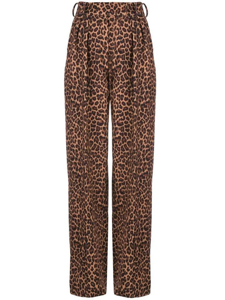 Sara Battaglia Leopard Wide-leg Trousers - Brown