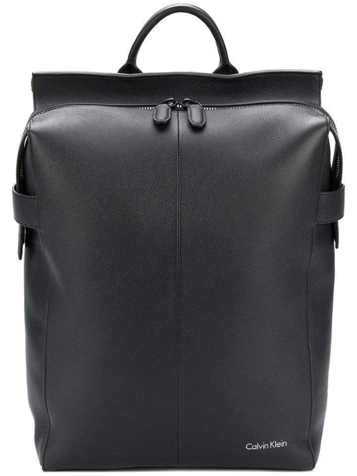 Calvin Klein Faux Leather Oversized Backpack - Black