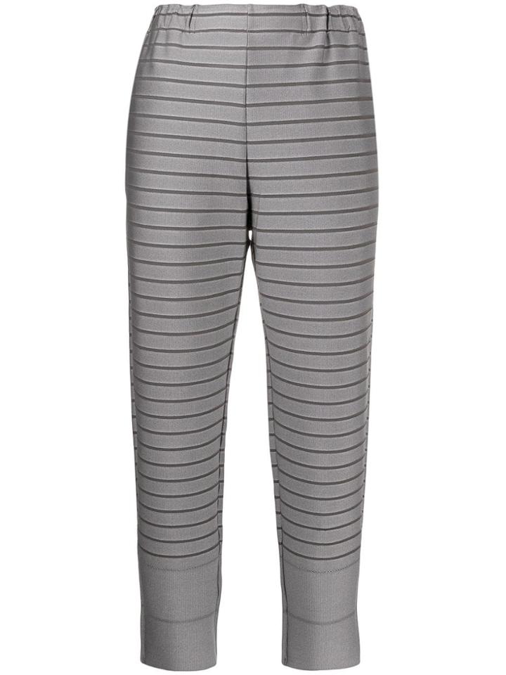 Issey Miyake Striped Cropped-length Trousers - Grey