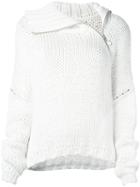 Marques'almeida Dislocated Zip Sweater, Women's, Size: Small, White, Cotton/polyamide