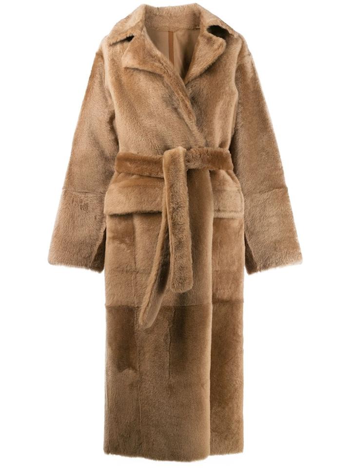 Yves Salomon Lacon Lambskin Coat - Neutrals