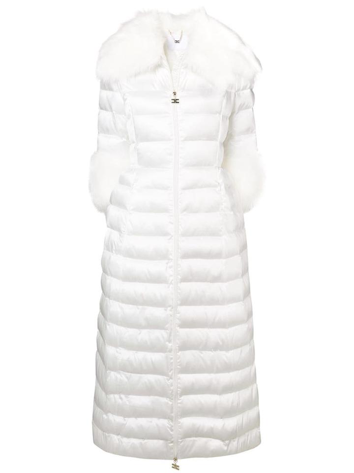 Elisabetta Franchi Faux Fur Trimmed Puffer Coat - White