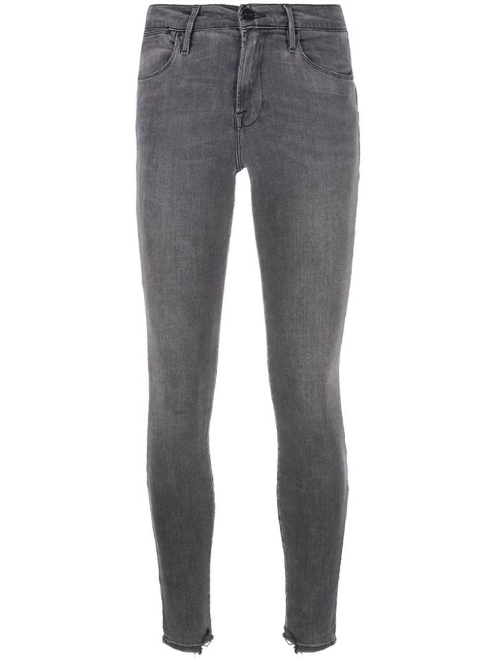 Frame Mid Rise Skinny Jeans - Grey