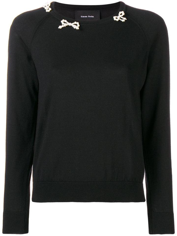 Simone Rocha Beaded Bow Sweater - Black