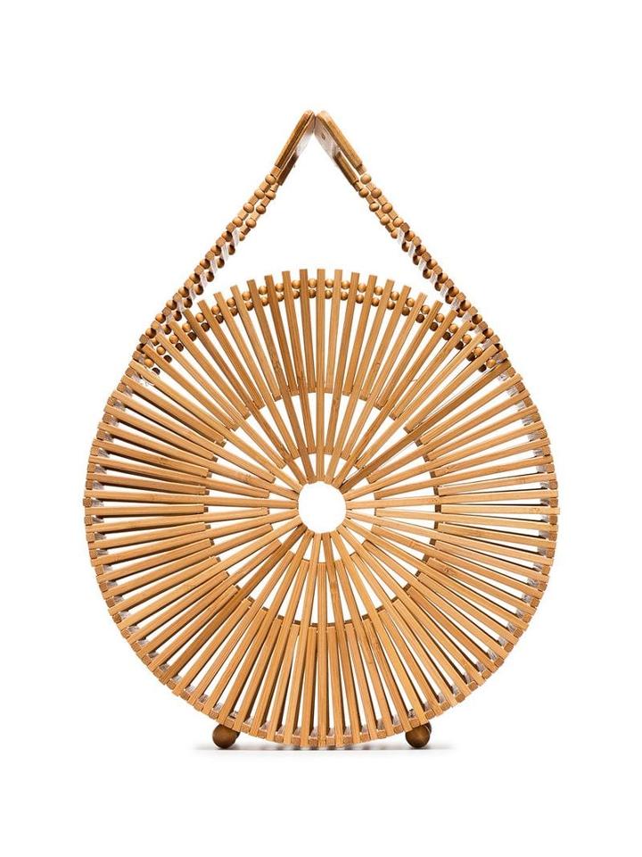 Cult Gaia Nude Zaha Round Bamboo Tote Bag - Neutrals