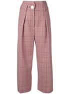 Petar Petrov Hasty High Waisted Check Trousers - Red