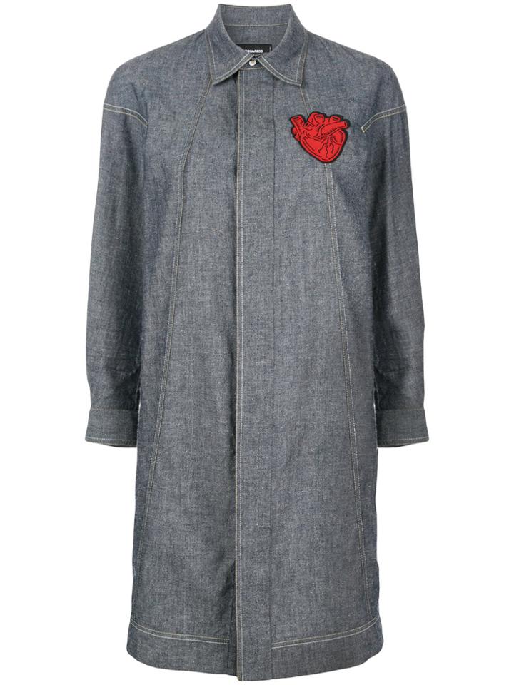 Dsquared2 Heart-embroidered Shirt Dress - Blue
