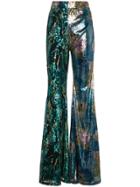 Halpern Wide Legged Trousers With Contrasting Sequin Embellishment -