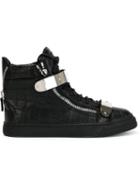 Giuseppe Zanotti Design Coby Hi-top Sneakers, Men's, Size: 44, Black, Calf Leather/rubber/metal Other
