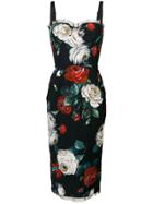 Dolce & Gabbana Floral Print Bustier Dress - Black