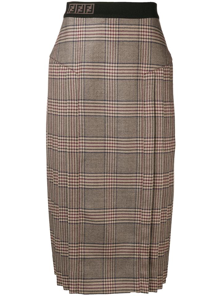 Fendi Pleated Side Long Skirt - Brown