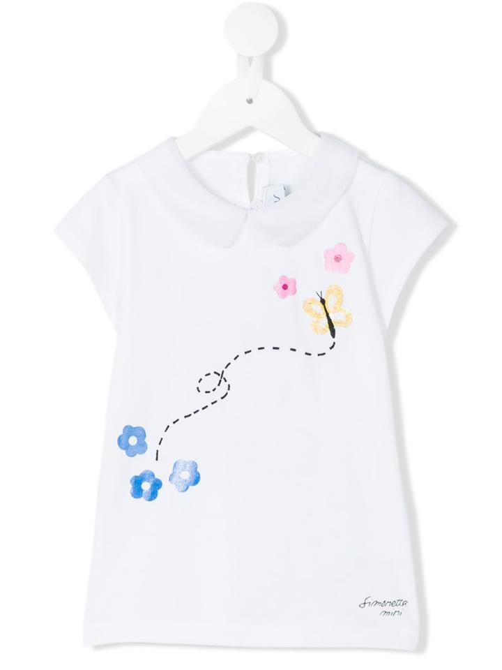 Simonetta - Floral Embroidered Butterfly T-shirt - Kids - Cotton/polyester/spandex/elastane - 4 Yrs, White