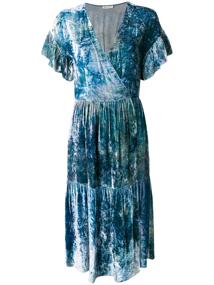 Masscob Marble Effect Wrap Dress - Blue