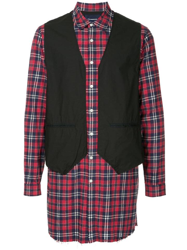 John Undercover Checked Waistcoat Shirt - Multicolour