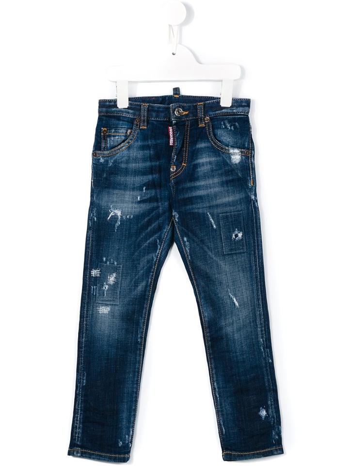 Dsquared2 Kids Ripped Detail Jeans, Boy's, Size: 6 Yrs, Blue