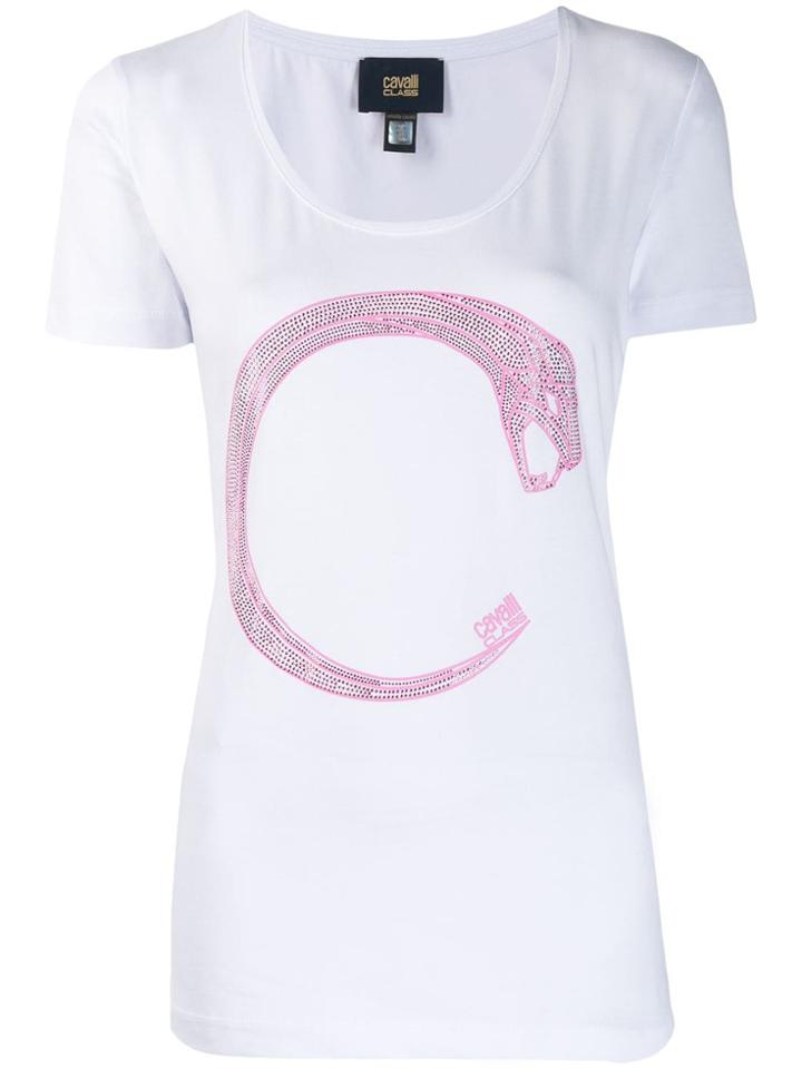 Cavalli Class Rhinestone Logo T-shirt - White