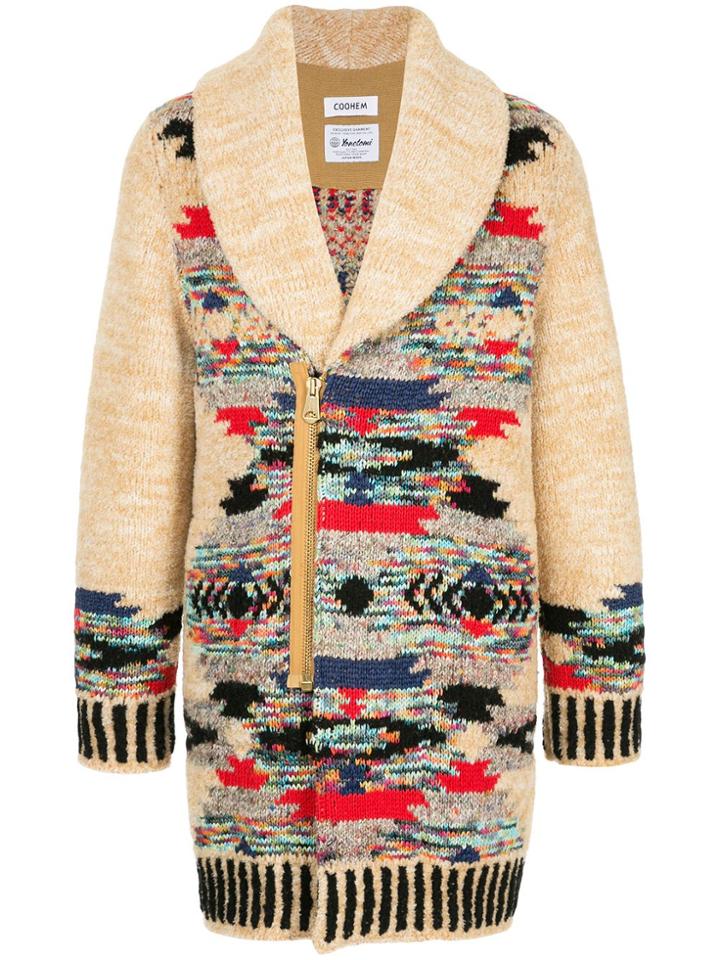 Coohem Contrast Cardi-coat - Brown