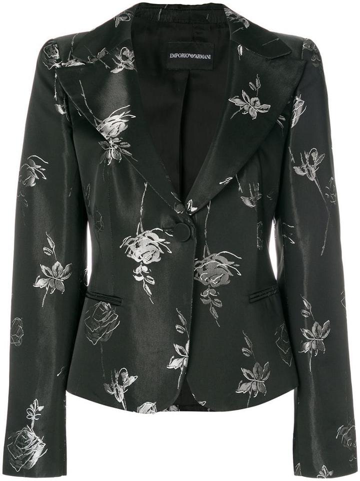 Giorgio Armani Pre-owned Rose Print Blazer - Black