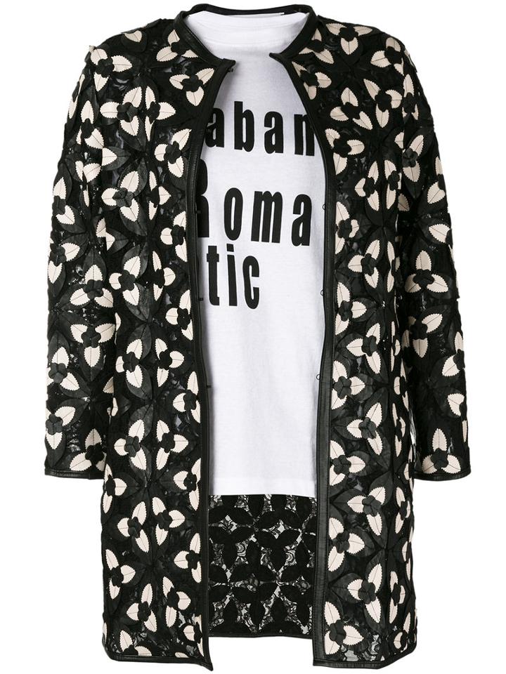 Floral Patch Jacket - Women - Leather/polyamide - 48, Black, Leather/polyamide, Caban Romantic