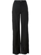 Mm6 Maison Margiela Pinstripe Wide Leg Trousers, Women's, Size: 42, Black, Cupro/viscose/wool