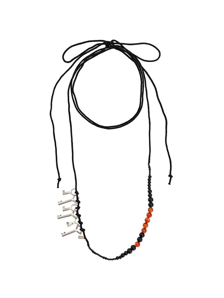 Ann Demeulemeester Beaded Key Charm Necklace - Black
