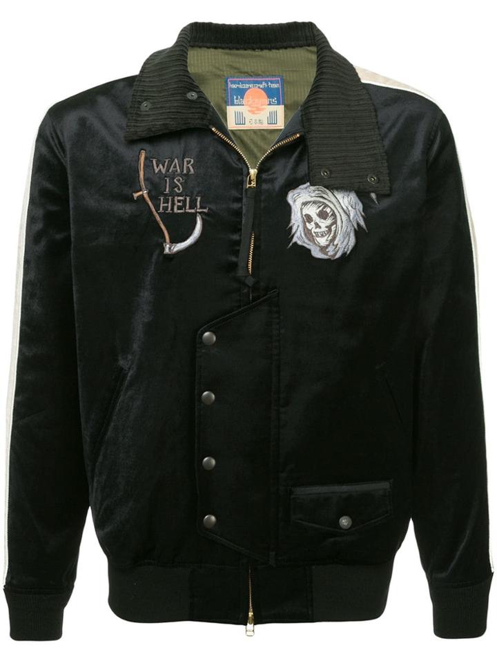 Black Means Embroidered Bomber Jacket