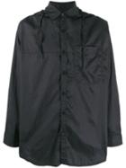 David Catalan Hooded Shirt Jacket - Black
