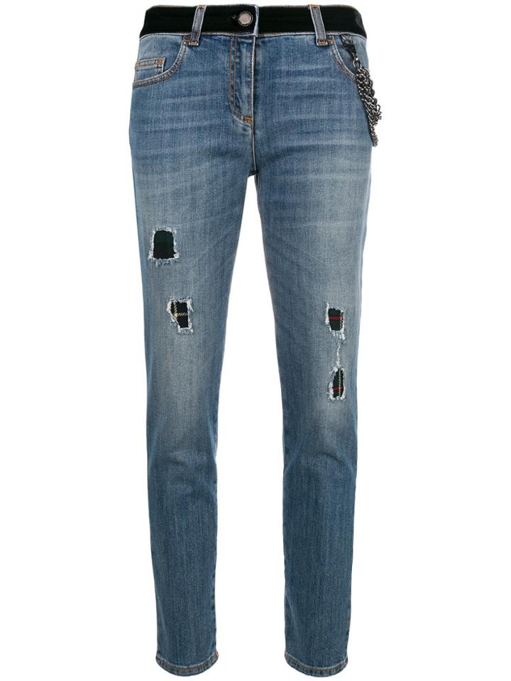 Boutique Moschino Distressed Cropped Jeans - Blue