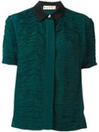 Marni Ruched Short Sleeve Shirt, Women's, Size: 46, Green, Silk/acetate