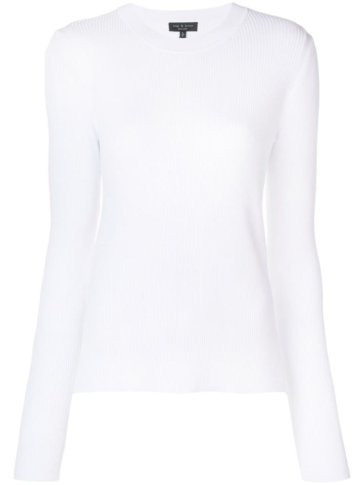 Rag & Bone Rib Knit Fitted Sweater - White