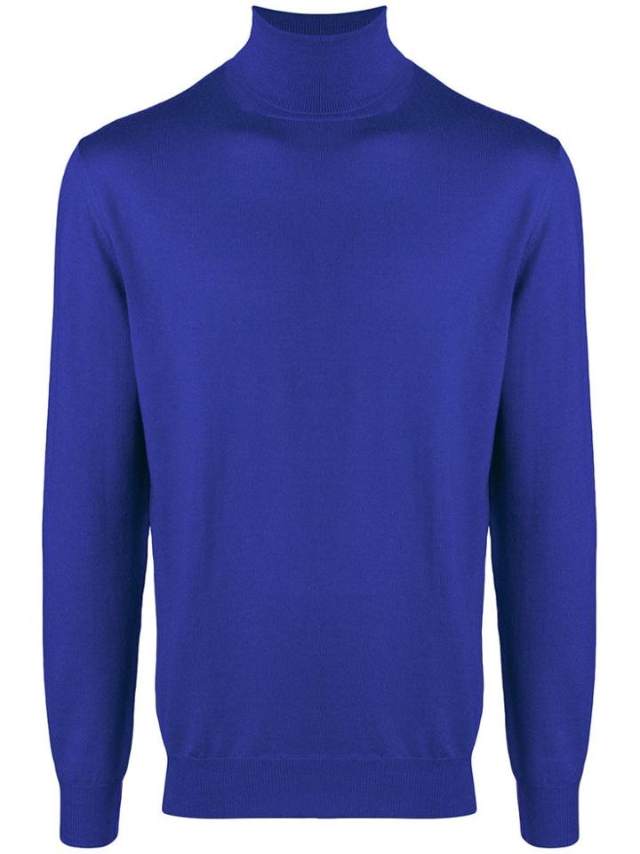 Cruciani Turtleneck Fine Knit Sweater - Blue