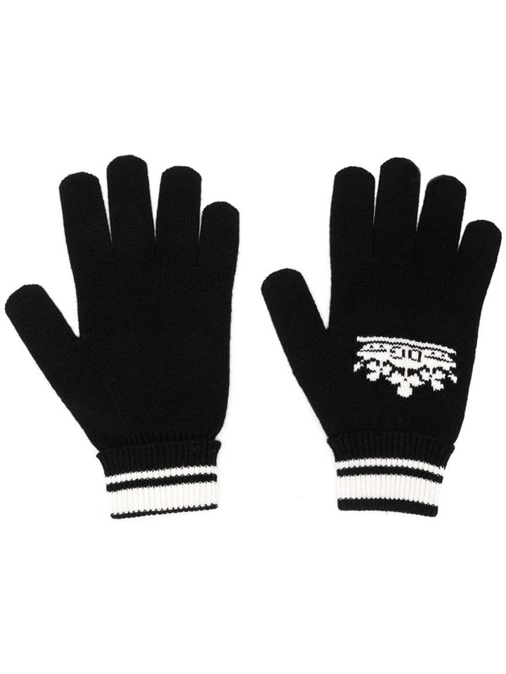 Dolce & Gabbana Crown Logo Intarsia Gloves - Black