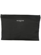 Balenciaga Logo Patch Clutch, Men's, Black, Calf Leather/polyester