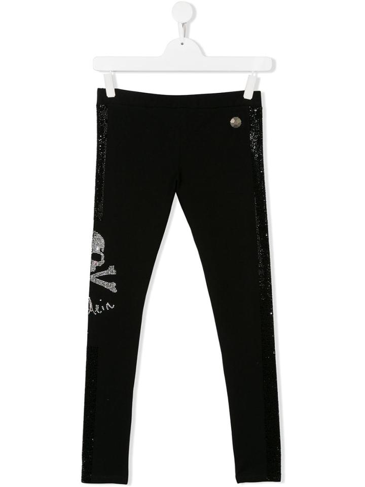 Philipp Plein Junior Teen Skull Studded Leggings - Black